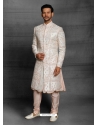 White Exclusive Readymade Designer Indowestern Sherwani