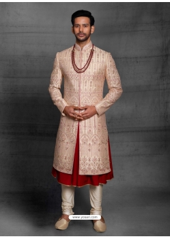 Light Beige Exclusive Readymade Designer Indowestern Sherwani