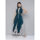 Teal Blue Designer Party Wear Georgette Gown Style Kurti