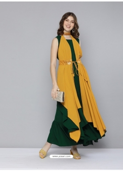 Yellow Designer Party Wear Georgette Gown Style Kurti