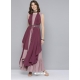 Deep Wine Designer Party Wear Georgette Gown Style Kurti