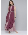 Deep Wine Designer Party Wear Georgette Gown Style Kurti