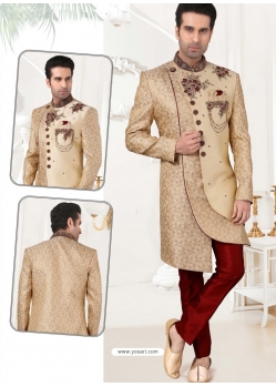 Light Beige Exclusive Readymade Designer Indowestern Sherwani