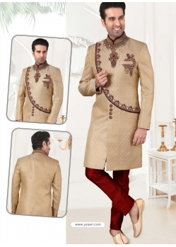 Light Beige Exclusive Readymade Designer Indowestern Sherwani