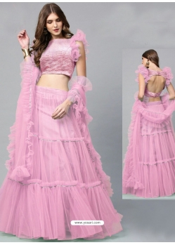 Pink Designer Party Wear Soft Net Lehenga Choli