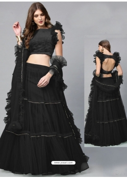 Black Designer Party Wear Soft Net Lehenga Choli