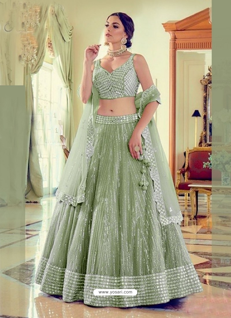 Buy Green Designer Party Wear Mono Silk Lehenga Choli | Party Wear ...