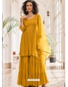 Mustard Designer Festive Wear Viscose Georgette Sharara Suit