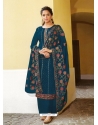 Teal Blue Designer Festive Wear Faux Georgette Palazzo Suit