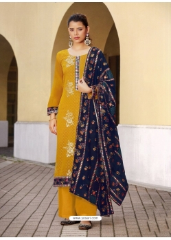 Yellow Designer Festive Wear Faux Georgette Palazzo Suit