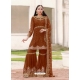 Brown Designer Festive Wear Blooming Georgette Sharara Suit