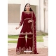 Maroon Designer Festive Wear Blooming Georgette Sharara Suit