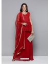 Tomato Red Readymade Georgette Indo-Western Suit