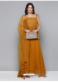 Mustard Readymade Georgette Indo-Western Suit