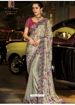 Olive Green Designer Wedding Wear Fancy Silk Sari