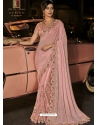 Baby Pink Designer Wedding Wear Fancy Silk Sari