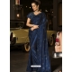 Navy Blue Designer Wedding Wear Fancy Silk Sari