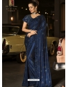 Navy Blue Designer Wedding Wear Fancy Silk Sari