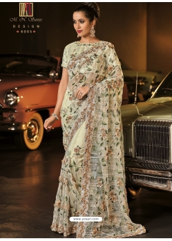 Olive Green Designer Wedding Wear Fancy Silk Sari