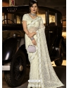 Off White Designer Wedding Wear Fancy Silk Sari