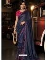Navy Blue Designer Wedding Wear Fancy Silk Sari