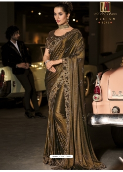 Copper Designer Wedding Wear Fancy Silk Sari