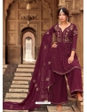 Deep Wine Designer Festive Wear Heavy Georgette Palazzo Suit