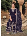 Navy Blue Designer Festive Wear Heavy Georgette Palazzo Suit