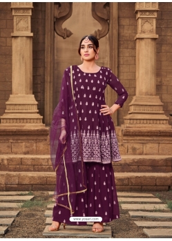 Purple Designer Festive Wear Heavy Georgette Palazzo Suit