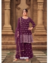 Purple Designer Festive Wear Heavy Georgette Palazzo Suit