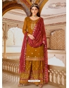 Mustard Readymade Pure Viscose Georgette Palazzo Suit