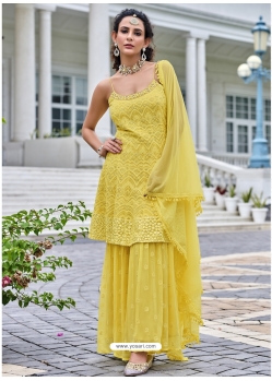Yellow Readymade Pure Viscose Georgette Palazzo Suit