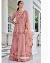 Dusty Pink Readymade Pure Viscose Georgette Palazzo Suit