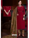 Maroon Designer Pure Natural Crepe Palazzo Suit