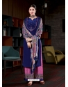 Royal Blue Designer Pure Natural Crepe Palazzo Suit