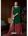 Dark Green Designer Pure Natural Crepe Palazzo Suit