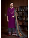 Purple Designer Pure Natural Crepe Palazzo Suit