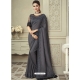 Dark Grey Designer Wedding Wear Shadow Silk Sari