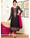 Groovy Black Pure Georgette Churidar Salwar Suit