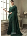 Dark Green Designer Wedding Wear Shadow Silk Sari