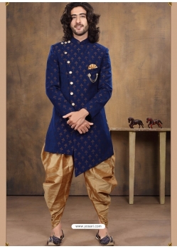 Dark Blue Exclusive Readymade Designer Indowestern Sherwani