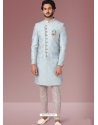 Sky Blue Exclusive Readymade Designer Indowestern Sherwani