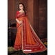 Orange Designer Wedding Wear Georgette Sari