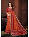 Orange Designer Wedding Wear Georgette Sari