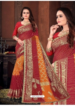 Multi Colour Designer Wedding Wear Georgette Sari