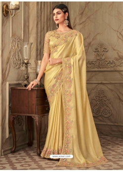 Light Yellow Designer Wedding Wear Sari