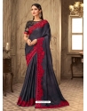 Dark Grey Designer Wedding Wear Sari