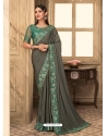Grayish Green Designer Wedding Wear Sari