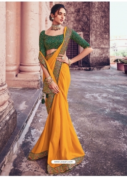 Yellow Designer Wedding Wear Sari