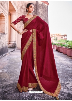 Rose Red Designer Wedding Wear Sari